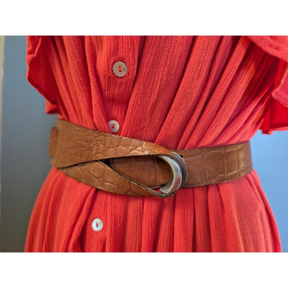 Vintage Brown Leather Belt By Omega